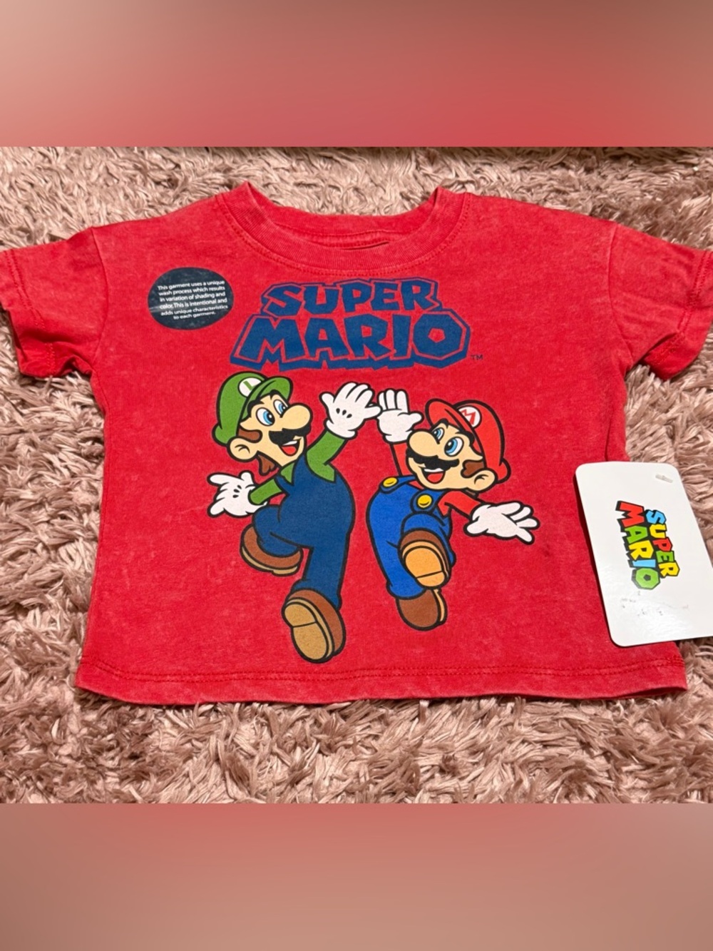 Super Mario Red Short Sleeve Kids Tee